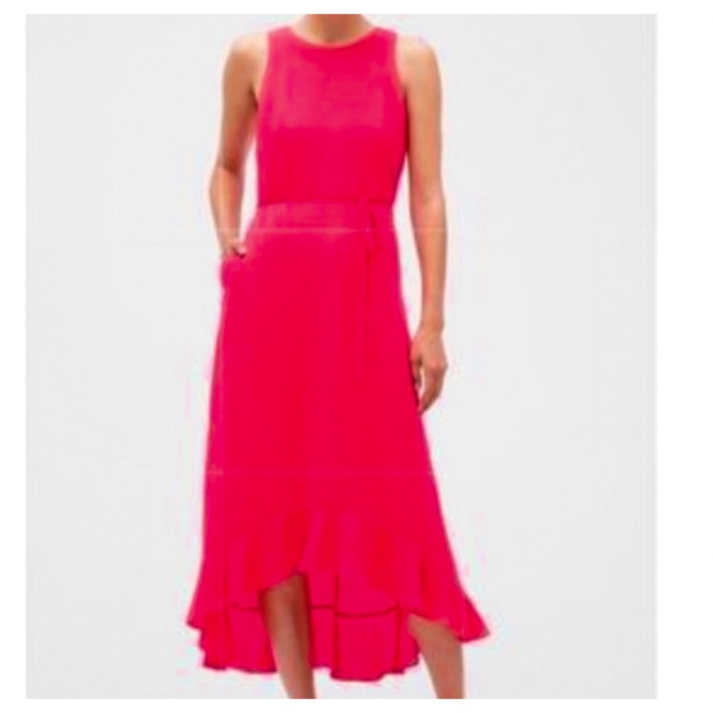 Banana Republic Neon Pink High-Low Lightweight Maxi Dress Size 4
